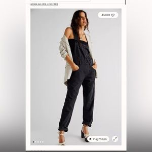 We The Free Ziggy Denim Overalls - Large Short - Mineral Black